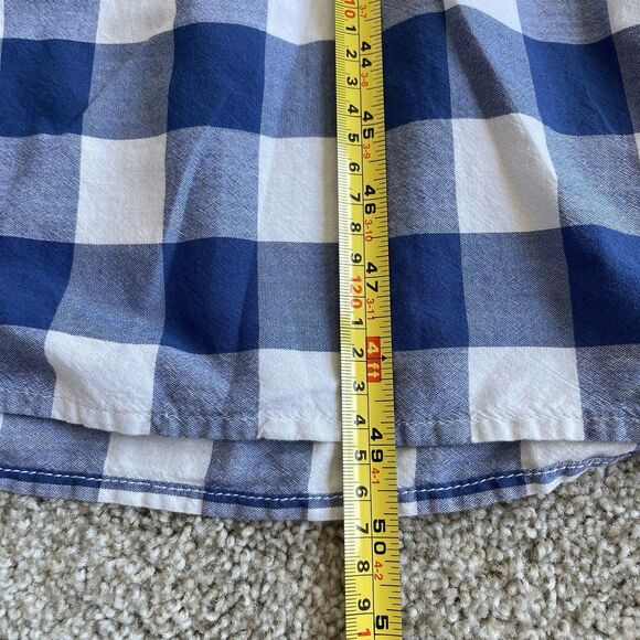 Old Navy Blue White Gingham Tiered Flutter Sleeve Midi Swing Dress Size Large - Picture 15 of 16